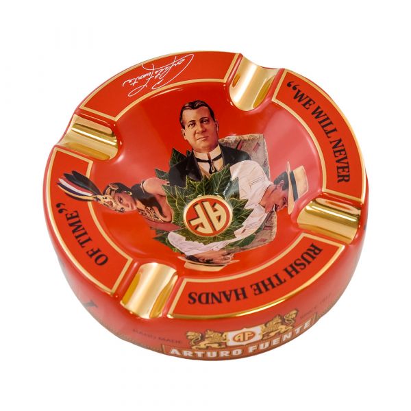 arturo fuente round decorated ceramic ashtray red single